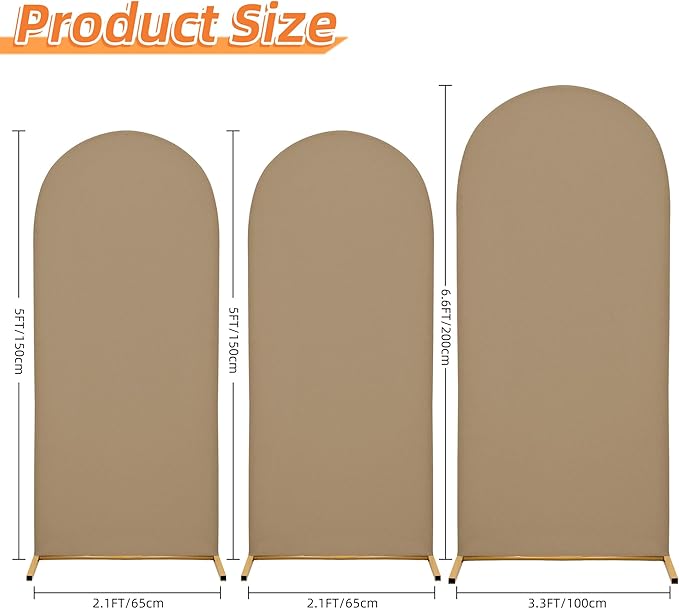 7.2FT Wedding Arch Covers Arch Backdrop Cover Arch Stand Covers Set Arch Cover Spandex Fabric Stretchy Backdrop for Wedding Birthday Party Decoration Baby Shower (Khaki)