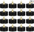 Nancia 12PACK Flameless LED Tea Lights Candles, Realistic and Bright Flickering Long Lasting 200Hours Battery-Powered, Ideal Party, Wedding, Birthday, Gifts Home Decoration Black