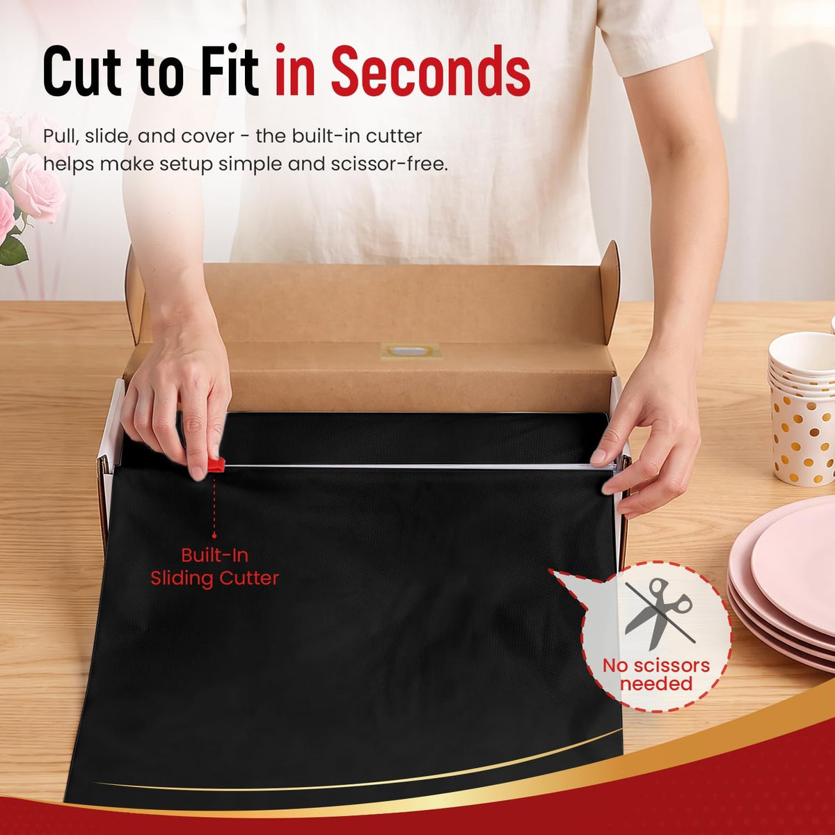 Plastic Table Cover, 300 Ft X 54 In Disposable Table Cloth Rectangle Table