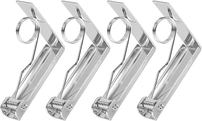 uxcell 4 Pack Tablecloth Clips, Stainless Steel Table Cloth Cover Clamps, 2.87" x 2.36" Windproof Holder Clips for Home Party Picnic Wedding Camping Dining Tables, Silver