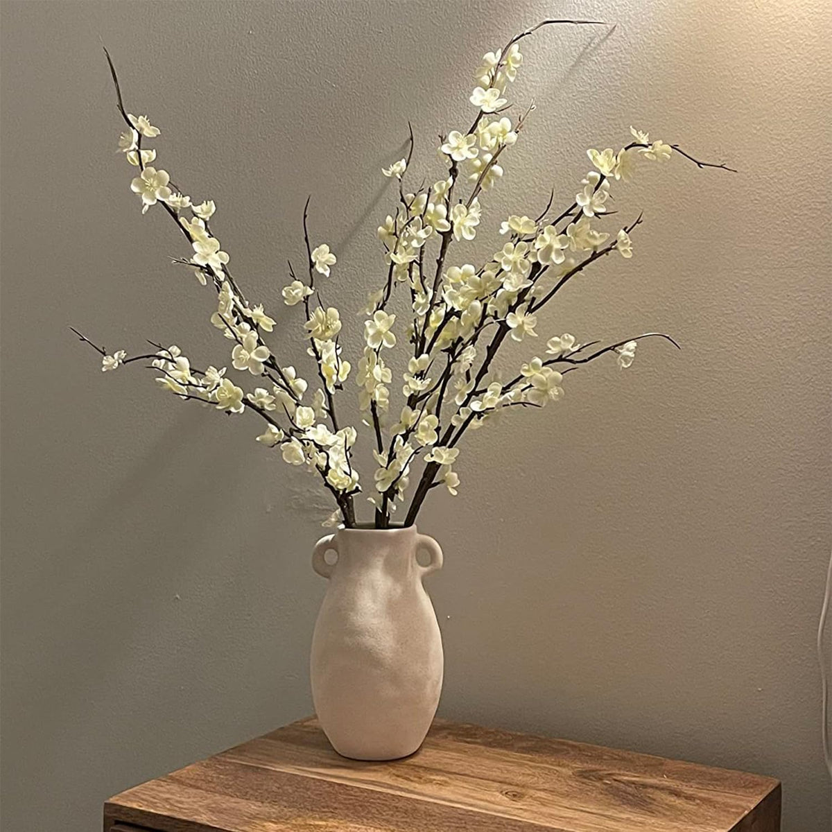ammyoo 4pcs cherry blossom branches artificial flowers for, close-up detail