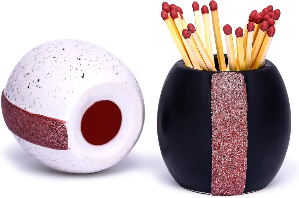Ceramic Match Holder With Striker (Set of 2) | Cute Decorative Box | Matches for Candles in a Jar | Modern Home Decor Gifts | Matches NOT Included
