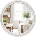 solid wood 30 inch round beaded bathroom mirror, main product view