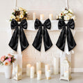 Suncalla 3 Pcs Large Black Bow Decor - 24 x 12 in Big Satin Bows Hanging Wall Decors for Crib Skirt Nursery Bedding Wedding Room Birthday Bridal Shower Christmas Fireplace Party Supplies