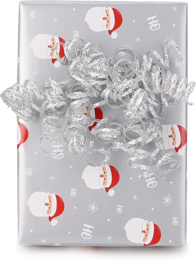 6" Metallic Silver Christmas Curly Ribbon Bows for Gift Wrapping Self Adhesive Gift Bows for Holiday Decor, Baskets, Birthday, Wedding, Presents, Party Favors Decorations 6 Counts