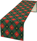 Christmas Table Runner,Green Red Xmas Plaid Table Cloth Kitchen Dining Table Decoration for Home Party Decor 13x120 Inch