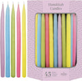 The Dreidel Company Multicolor Pastel Hanukkah Candles Deluxe Tapered Hanukkah Menorah, 1-Hour Burn Time, 45 Candles for All 8 Nights of Chanukah