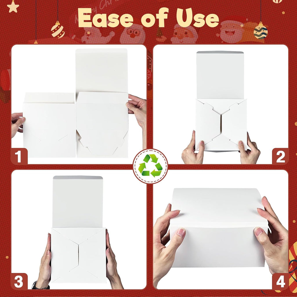 MESHA 8x8x4 Gift Box 10 Pack White Gift Boxes with Lids, DIY Bridesmaid Proposal Box, Recyclable,Foldable Box for Wedding, Birthday Party