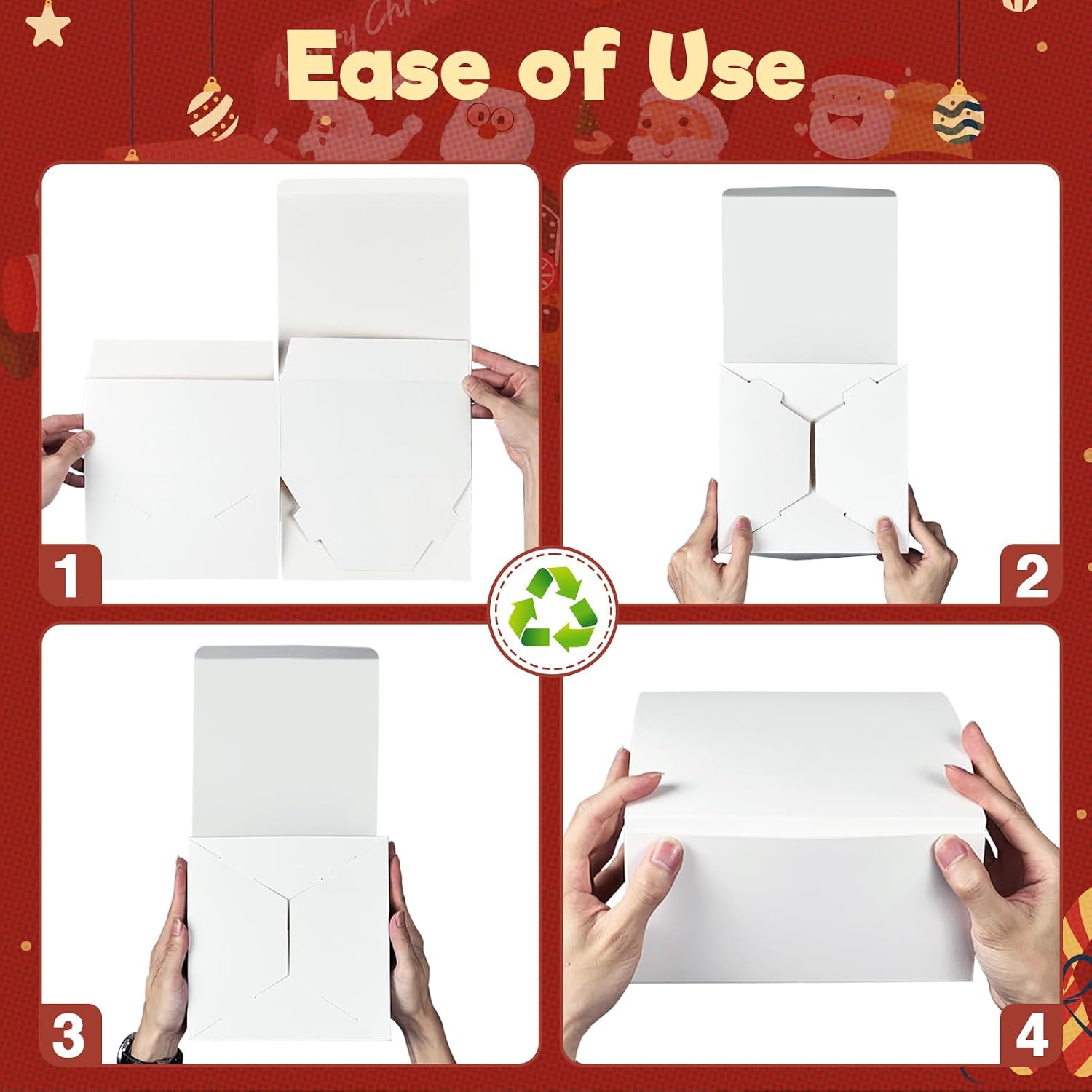 MESHA 8x8x4 Gift Box 10 Pack White Gift Boxes with Lids, DIY Bridesmaid Proposal Box, Recyclable,Foldable Box for Wedding, Birthday Party