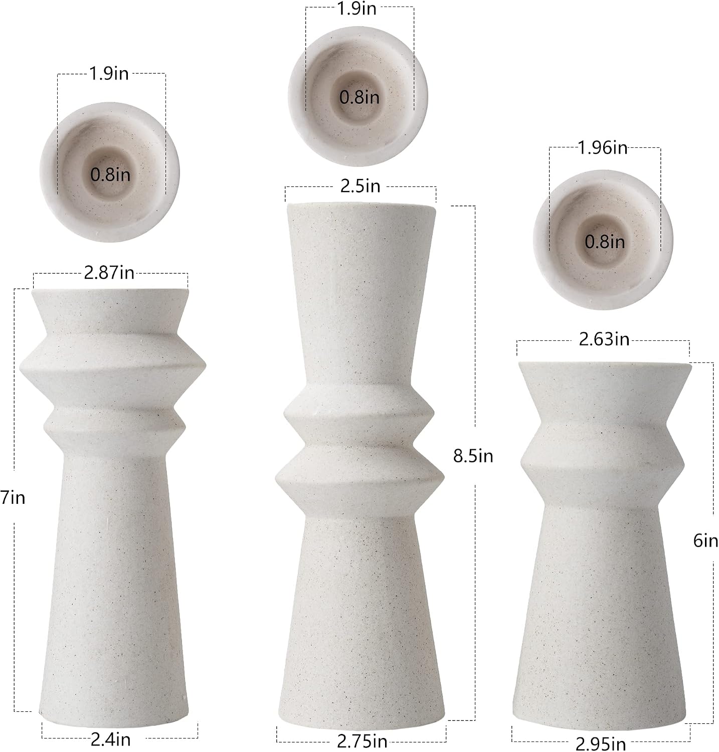 Set of 3 Ceramic Candle Holders,Minimalist Style, Candle Burning Display Holder,for for Home Decorations, Wedding Parties, Festival Celebrations.