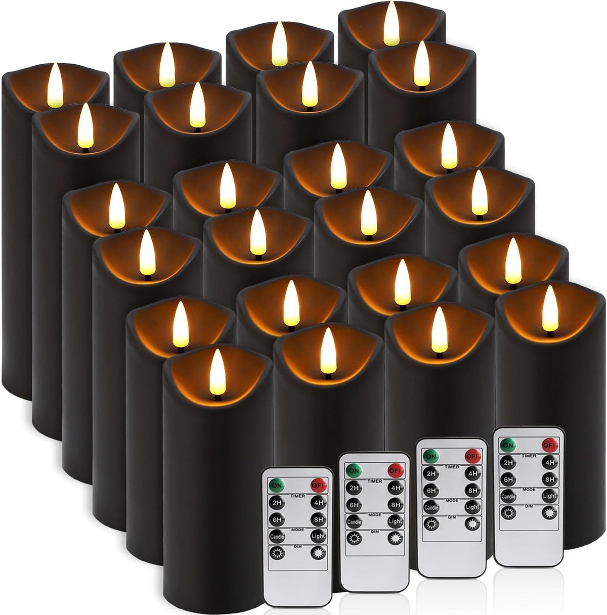 24 Pack Black Halloween Decoration Flickering Flameless Candles(D2.2 xH 5&quo...