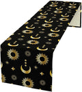 Magic Gold Sun Moon Stars Table Runner Mystical Farmhouse Rustic TableRunner for Party Holiday Dining Room Kitchen 13x60 Inch