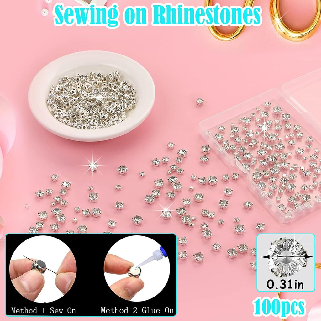 3 yards rhinestone trim chain with 100pcs sew, close-up detail