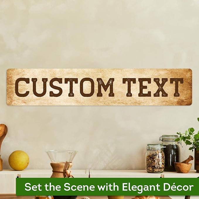Custom Sign, Custom Street Sign, 11 Font Colors, 13 Font Styles, 4 Hole Options, 22 Sizes, 6x30 Inches, Rust Free DiBound, Fade Resistant, Made in USA by My Sign Center (Vintage)