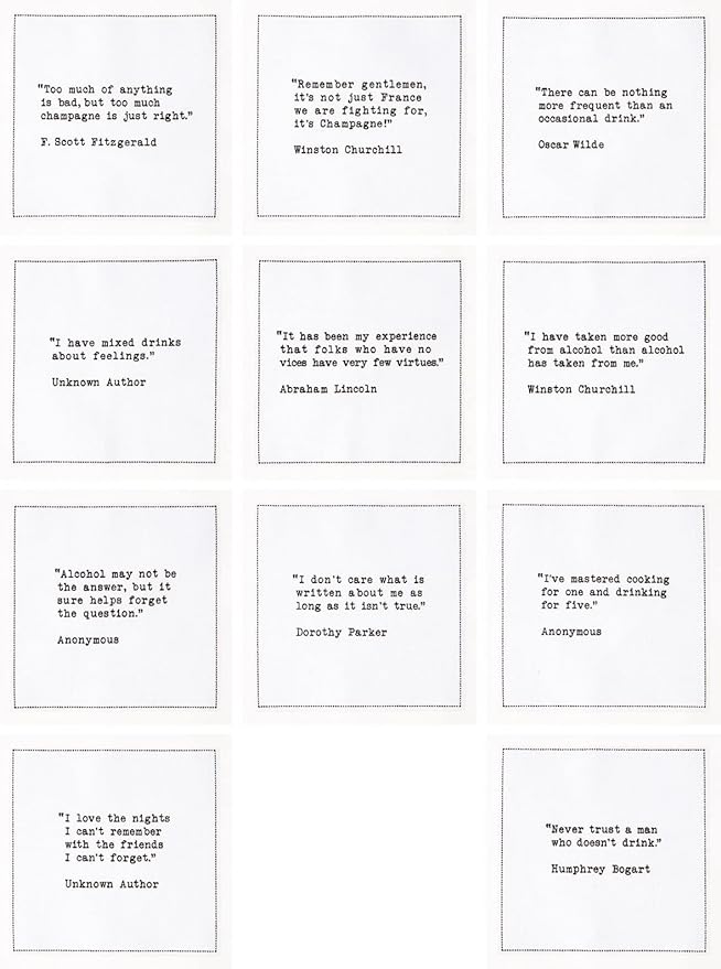 Five Star Funny White Cocktail Napkins, 50 Luxury Cotton Disposable Cocktail Party Napkins with Witty Bar Quotes, 4.5" x 4.5" for Home Bars, Game Nights, Beverages, Birthdays, Weddings & Holidays
