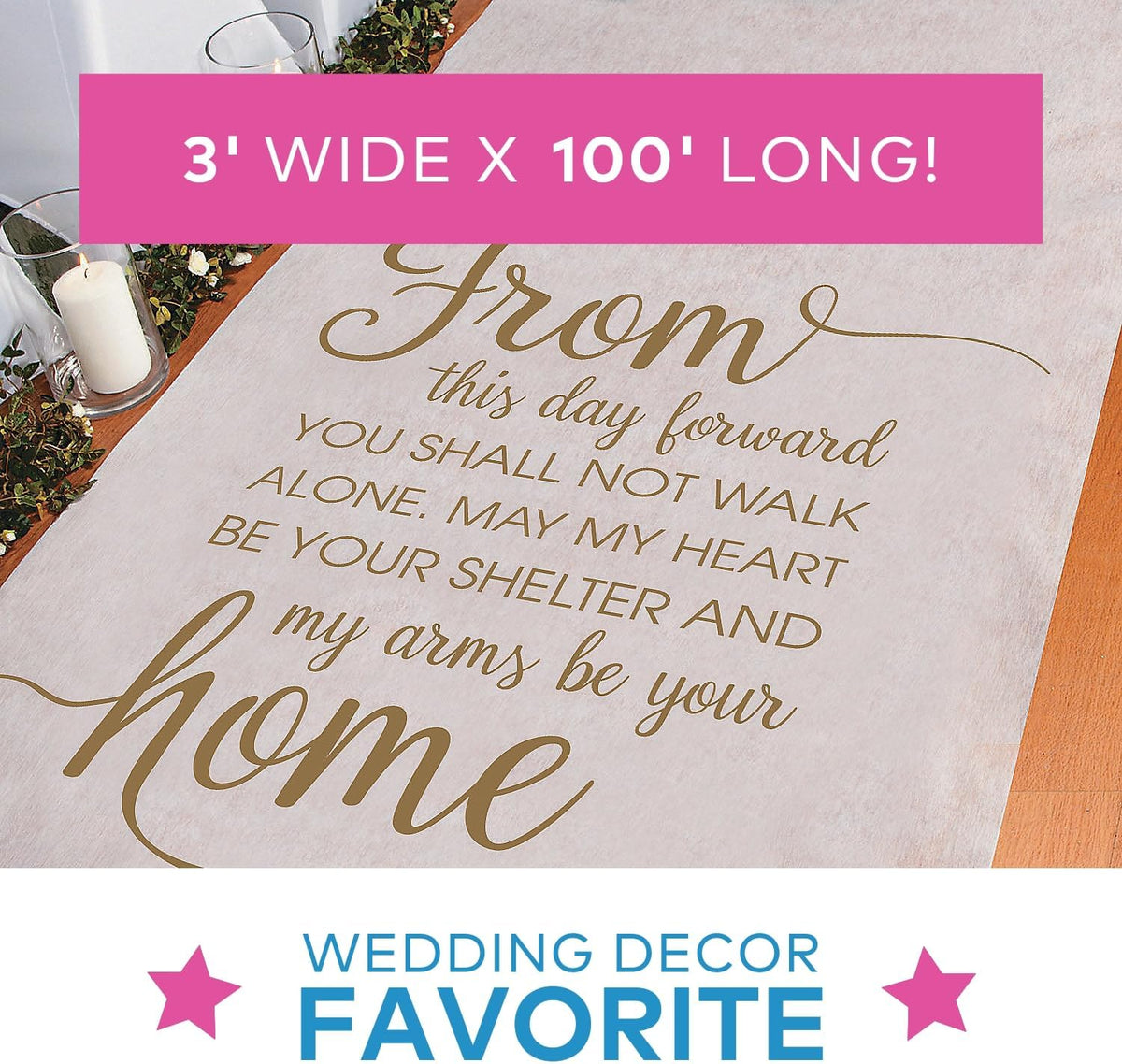 Fun Express White Wedding Aisle Runner 100 Foot