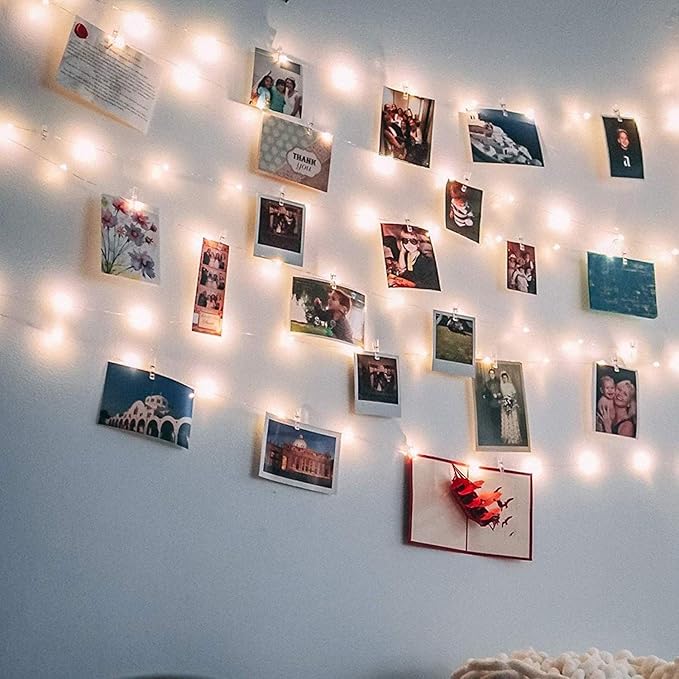 33Ft Photo Clip Fairy Lights with 50 Clips - LECLSTAR 100 LED String Lights for Hanging Pictures, USB Powered - Perfect Bedroom and Wedding Decor