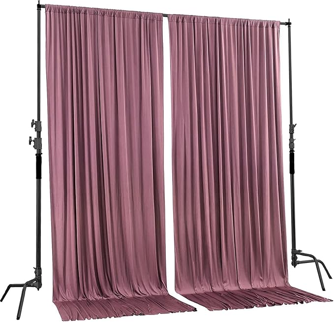 AK TRADING CO. 10 feet x 10 feet Dusty Rose Polyester Backdrop Drapes Curtains Panels with Rod Pockets - Wedding Ceremony Party Home Window Decorations
