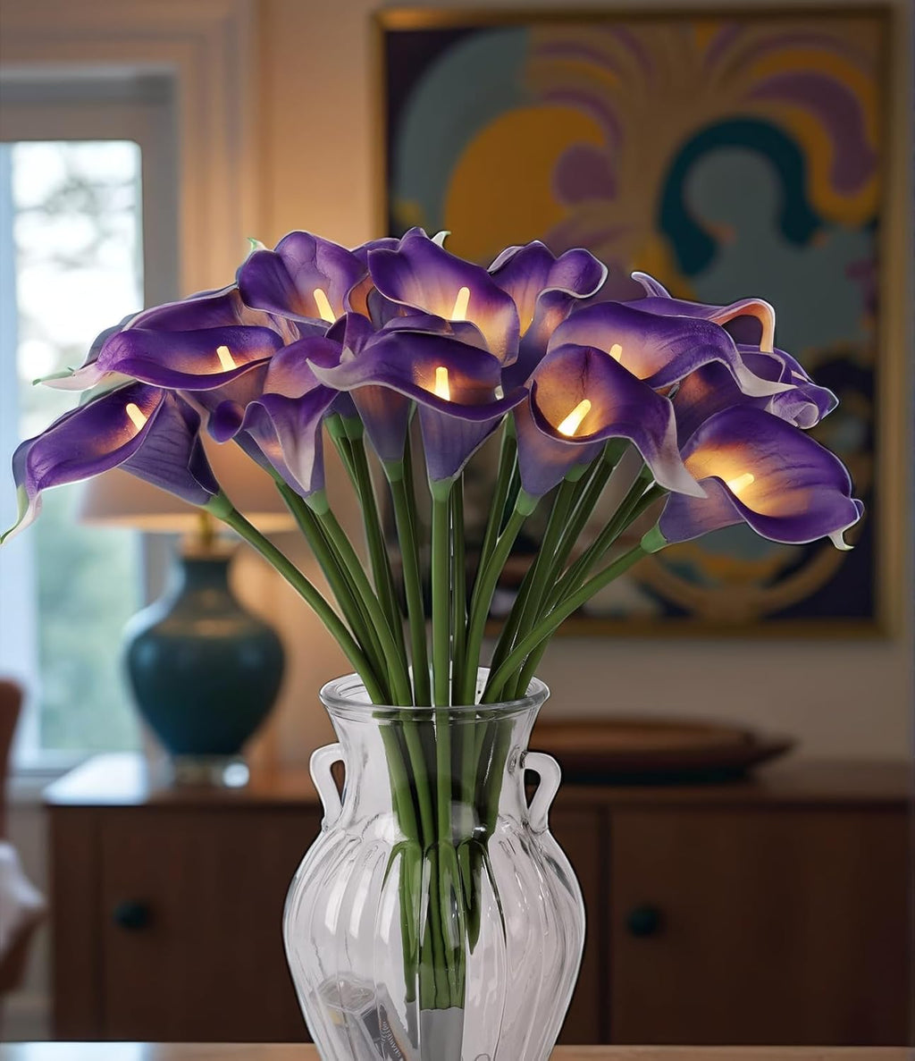 homeseasons led calla lily lamp,20 real touch artificial, side view