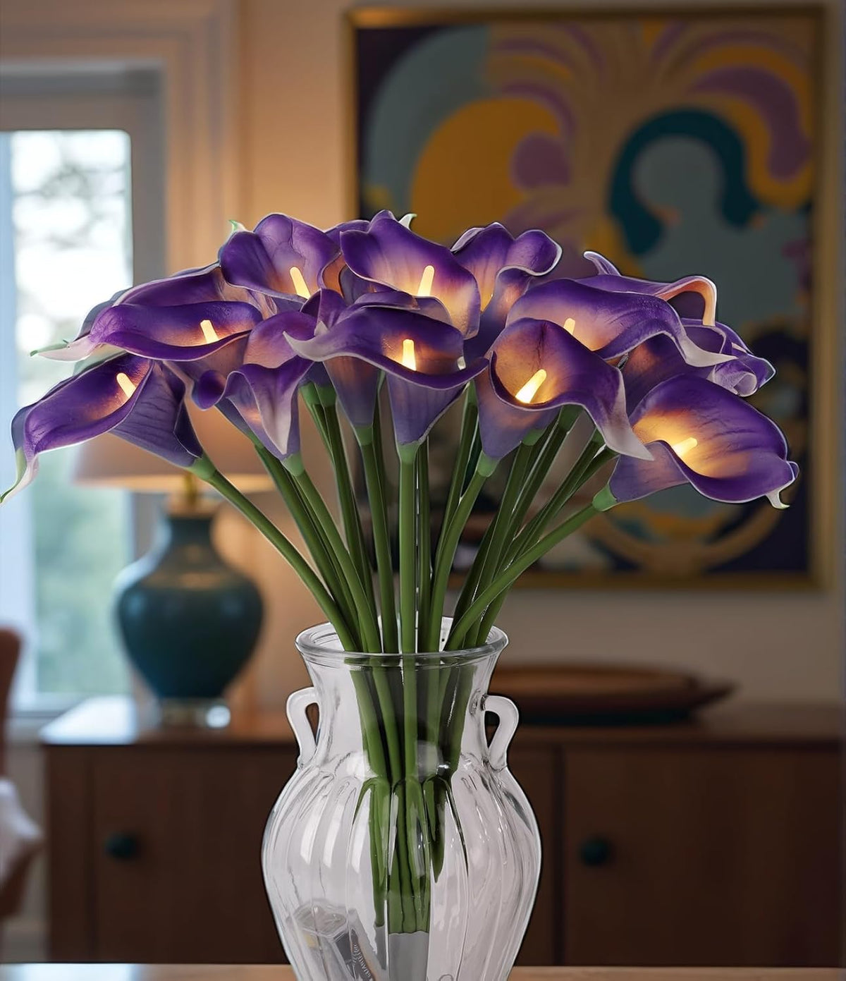 homeseasons led calla lily lamp,20 real touch artificial, side view