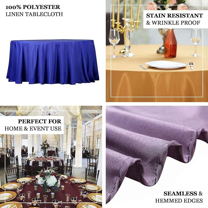 Efavormart Round Tablecloth, 132 Inch Stain & Wrinkle Resistant Washable Table Cloth, Decorative Polyester Fabric Table Cover for Banquet, Wedding, Dining- Terracotta