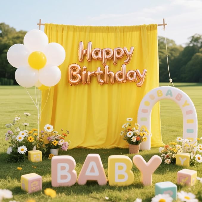 Sugargirl 10x10FT Yellow Backdrop Curtains Polyester Photo Backdrop Drapes Curtains 2 Panels with Rod Pockets for Party Birthday Wedding Photography Home Decoration