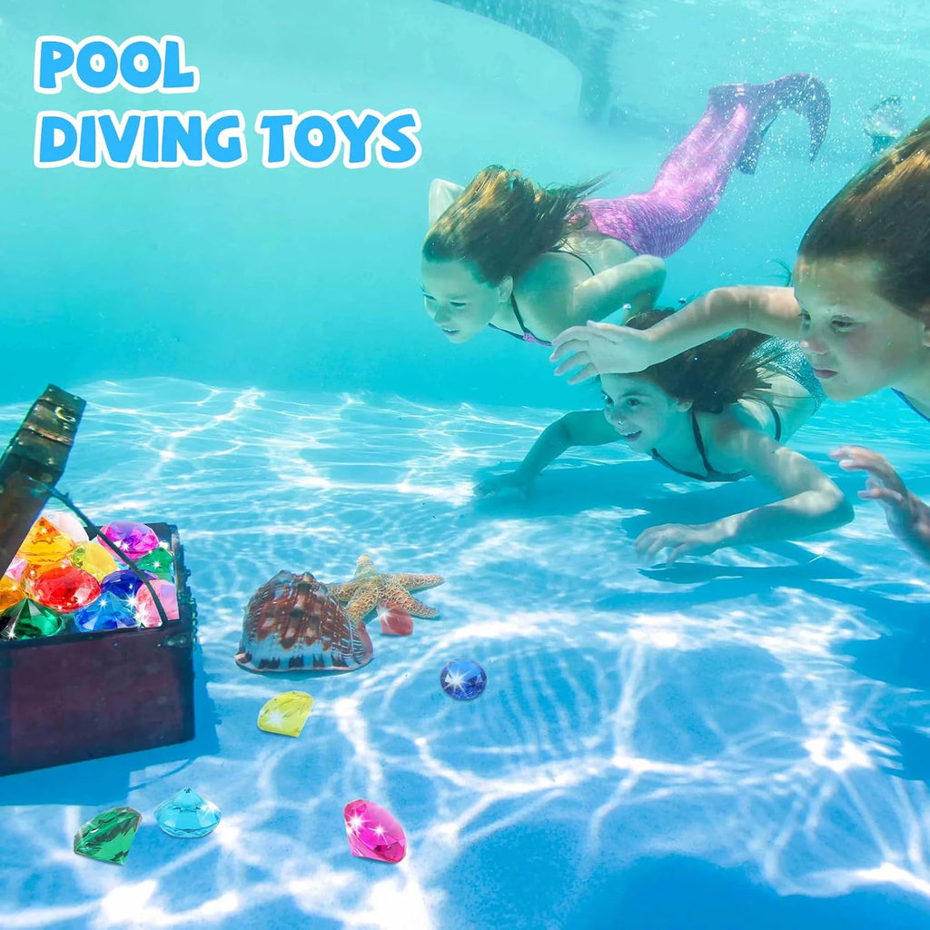 Niceup 26pcs Large Diving Gems Fake Plastic Gemstones Diamond Toys for Kids Girls Princess Pirate Mermaid Party Favors Bag Treasure Hunt Toy - 1.57in Assorted Colors