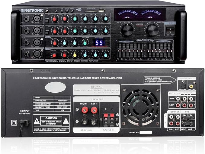 SINGTRONIC Professional 2000 WATTS Complete Karaoke System Package Free: Unlimited YouTube Songs, Built HDMI, Voice Record, Optical/Coax