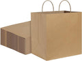 BagDream Brown Paper Bags With Handles 12x7x12 100Pcs - Kraft Shopping Merchandise Retail, Takeout/To Go, Wider-gusset Recycled Paper Gift Bags Bulk