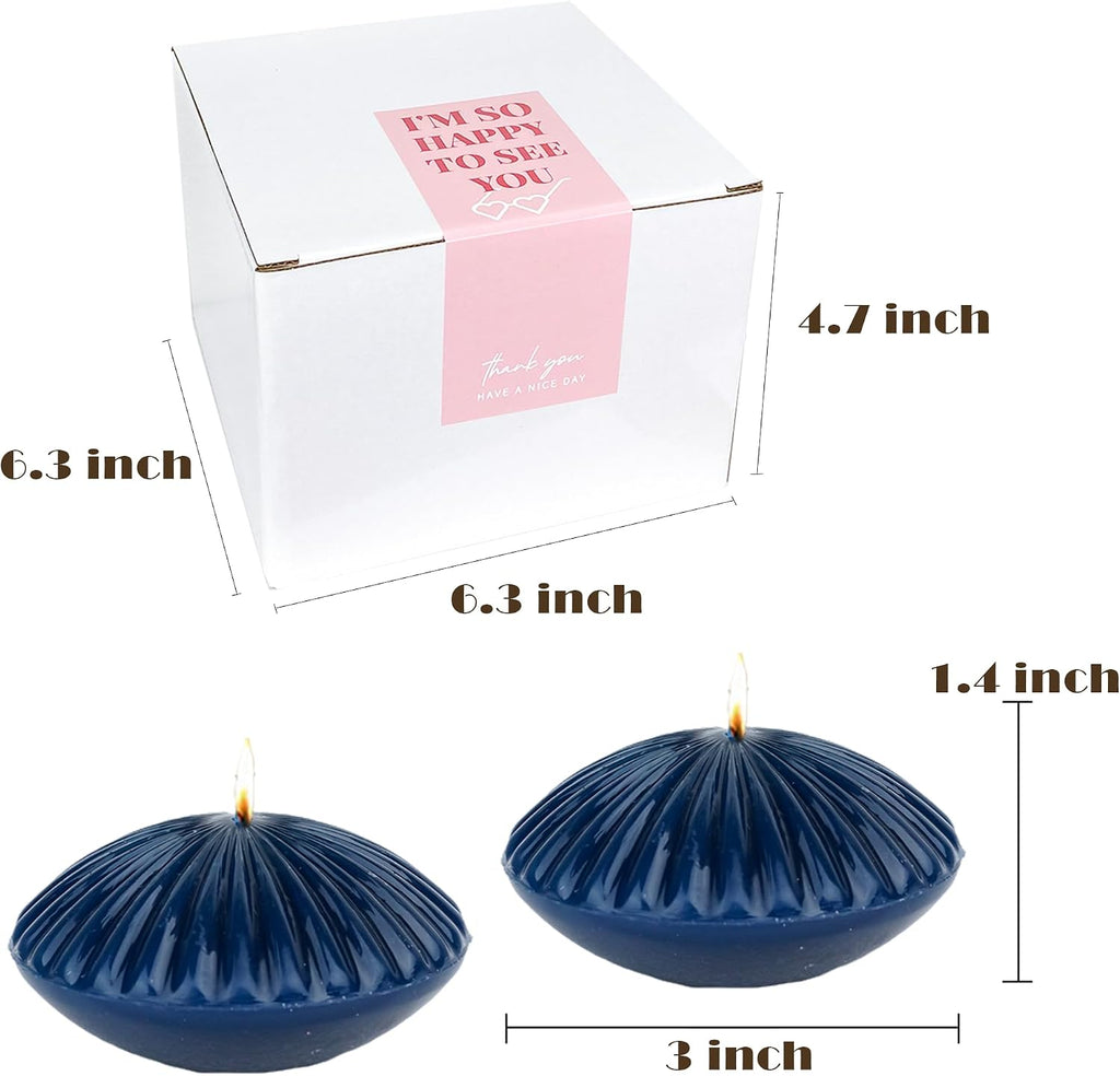 10 Hour Navy Floating Candles Large 3"，Unscented Romantic Tealight Ribbed Candles for Cylinder Vases，Centerpieces at Wedding, Party, Pool, Holidays, Set of 12