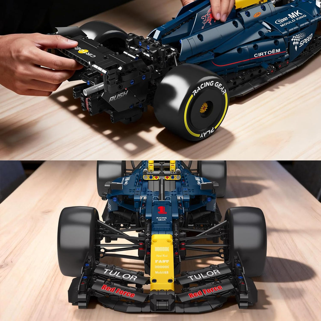 mould king racing car building sets, moc 1:8 showing dimensions