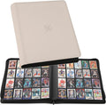 20-Pocket Card Binder, Trading Card Binder Holds 2000 Cards, Premium Zippered Trading Card Album Compatible with TCG, Game & Sports Cards (Ivory White)