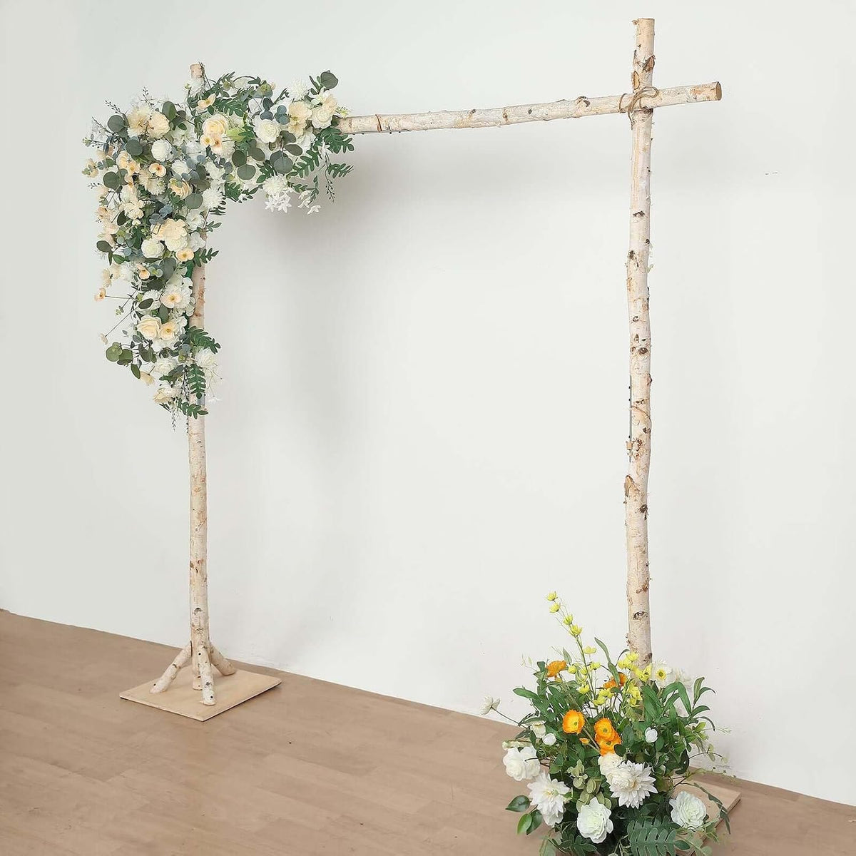 Tableclothsfactory 7.5ft Natural Birch Wood Square Wedding Arch, Rustic Arbor...