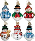 Old World Christmas Mini Snowman Set Glass Blown Ornament for Christmas Tree, Handcrafted Holiday Decoration, Set Collection