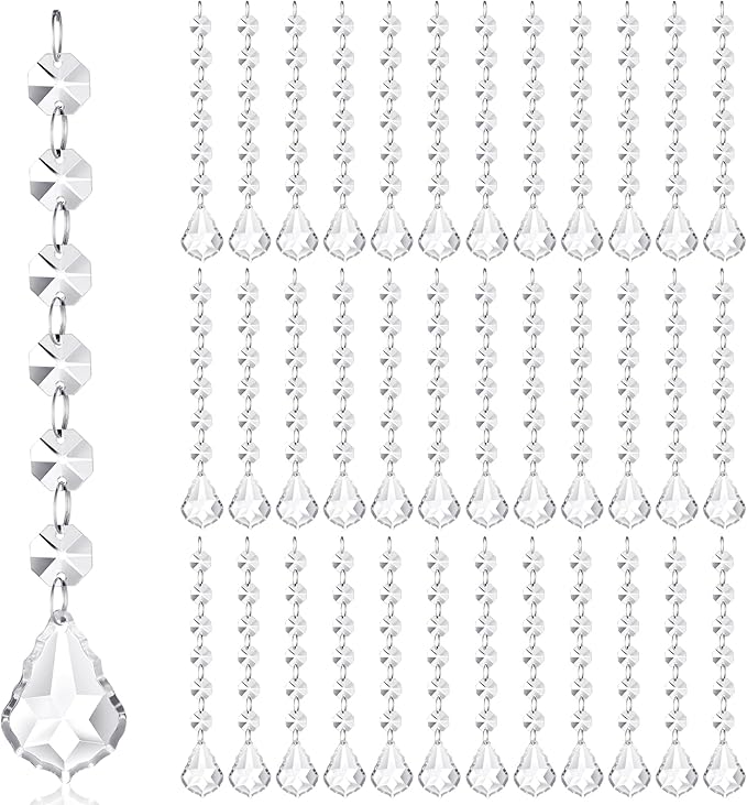 Nuenen 100 Pcs Acrylic Hanging Crystals for Centerpieces Chandelier Clear Crystal Garland Strands Ornament Acrylic Clear Beads Prisms Pendant for Christmas Tree Window Home Decoration(Maple Leaf)