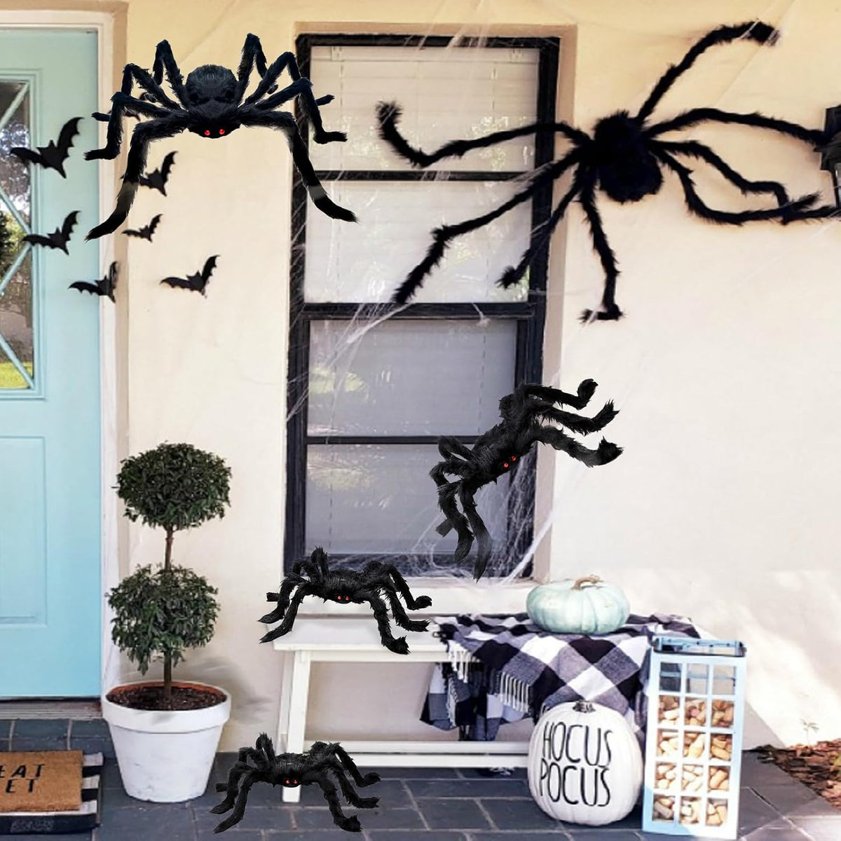 8Pcs Giant Halloween Spiders Decorations Indoor Realistic Hairy Halloween Spi...