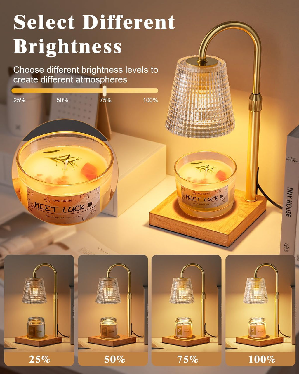 Hong-in Candle Warmer Lamp with Timer-Dimmable Adjustable Height Candle Lamp Warmer, Birthday Gifts for Women Mom Her, Housewarming Office Home Decor,Wax Warmer for Scented Wax Jar Candles