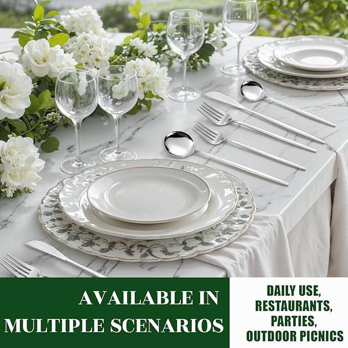 NOCCUR 40-Piece Stainless Steel Silverware Set for 8 - Utensils Set Include Knives Spoons and Forks - Mirror Polished for Home&Party