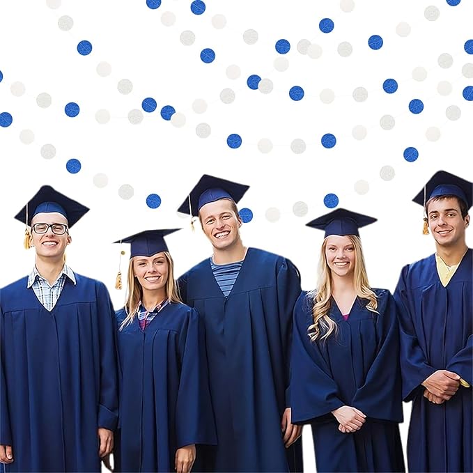 Navy-Blue White-Silver Birthday Party-Decorations Streamers - 52FT Graduation Hanging Paper Garland Banner,Baby Bridal Shower Wedding Engagement Bachelorette Supplies Backdrop Decor Hugtmr