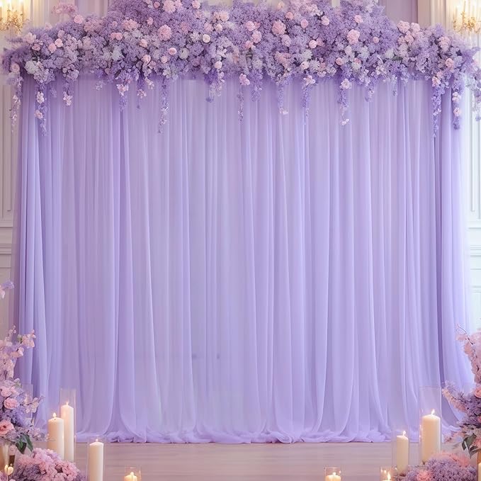 20x10 Purple Tulle Backdrop Curtains for Parties, Sheer Backdrop Curtain Wedding Photo Background Drapes for Baby Shower Photography Birthday Party