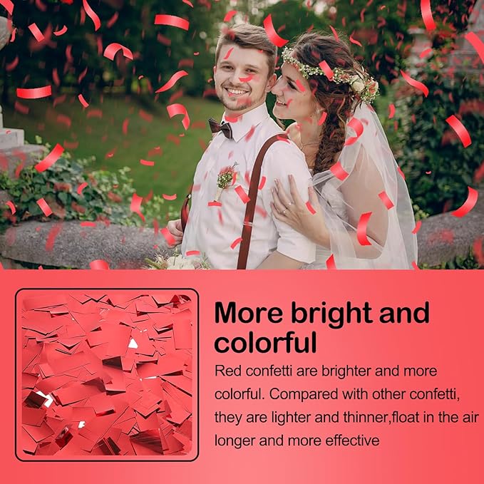 6 Pack Red Confetti Cannon, Party Poppers,12 Inch Confetti Poppers Shooters for Birthdays, Christmas，Graduation Celebration,Weddings, New Year's Eve and Any Celebrations