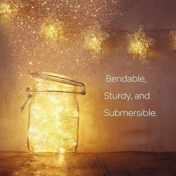 ANJAYLIA Fairy Lights, 2 Pack String Lights Battery Operated 33ft 100 LED Twinkle Lights for Wedding, Party, Christmas, Warm White