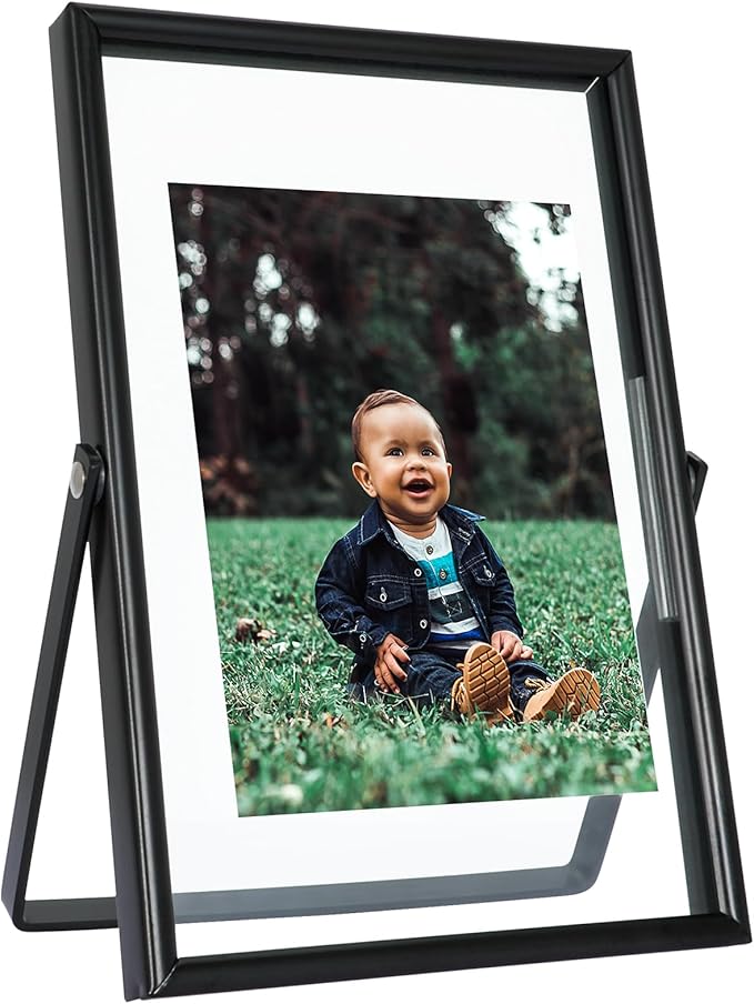 Black Floating Frame (4"x6",Vertical), For Picture 3.5x5, 2x3, 1x2, Tabletop Shelf Photo Frame, Classy Gift For Festival, Wedding, Home or Office Décor