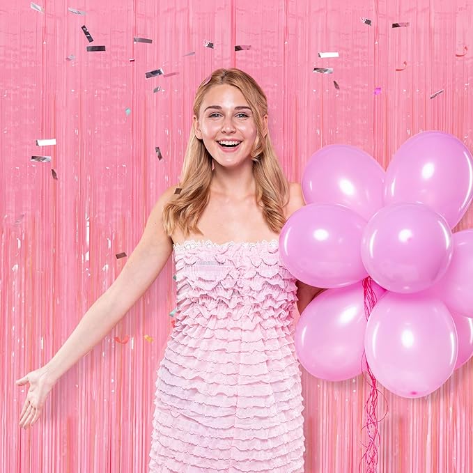 2 Pack Pink Streamers Pastel Curtain Backdrop Wall Fringe Backdrop Birthday Party Decorations Light Pink Halloween Baby Shower Valentines Wedding Decorations for Women