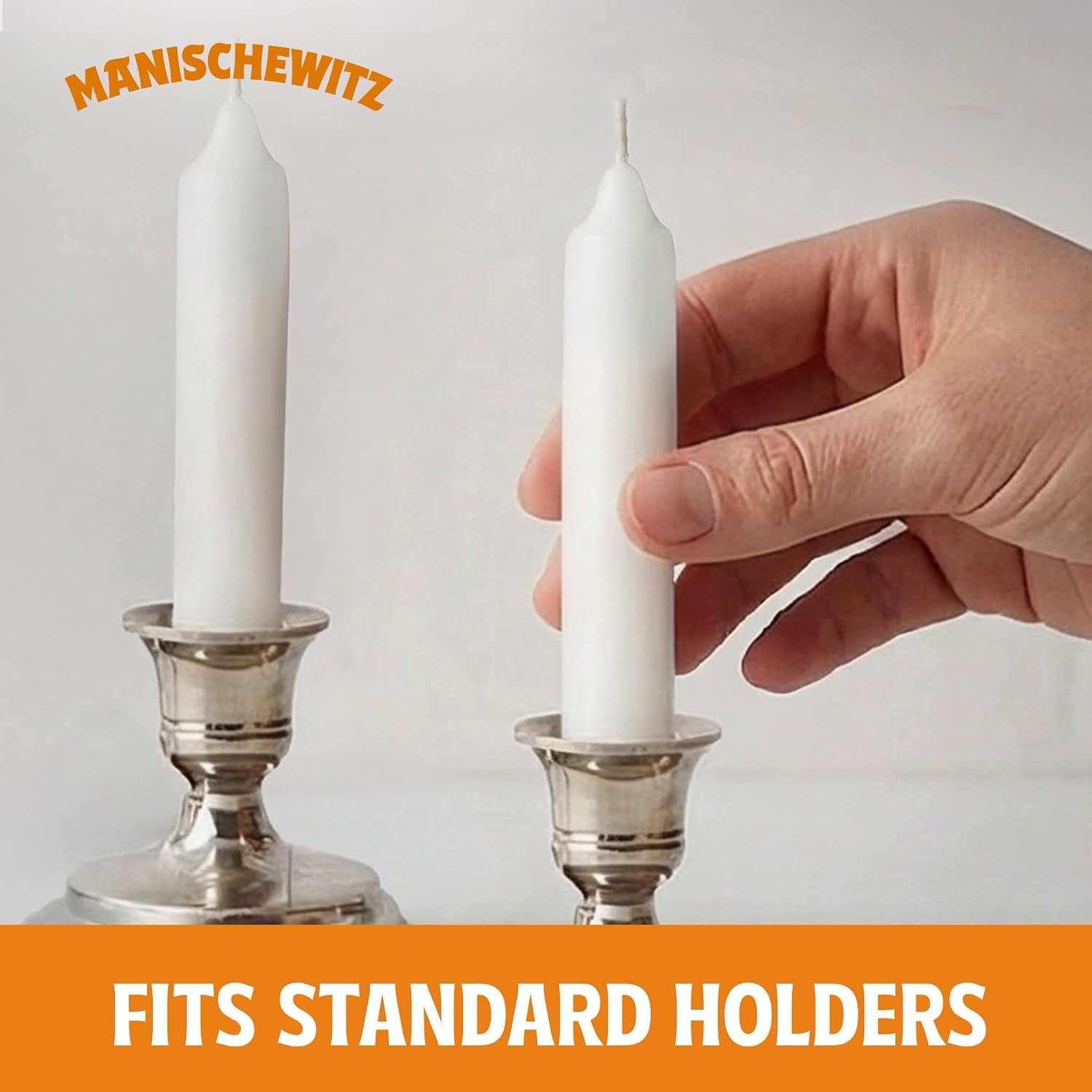 Manischewitz Shabbat Candles 72 Count | Burns for 3 Hours, Fits Standard Candlestick Holders, Perfect for Shabbos and Holidays
