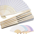Personalized 15 Pcs White/Pink/Purple Silk-Bamboo Folding Hand Fans, Custom Engraved Wedding/Baby Shower Party Favors, Elegant & Lightweight, Foldable & Reusable