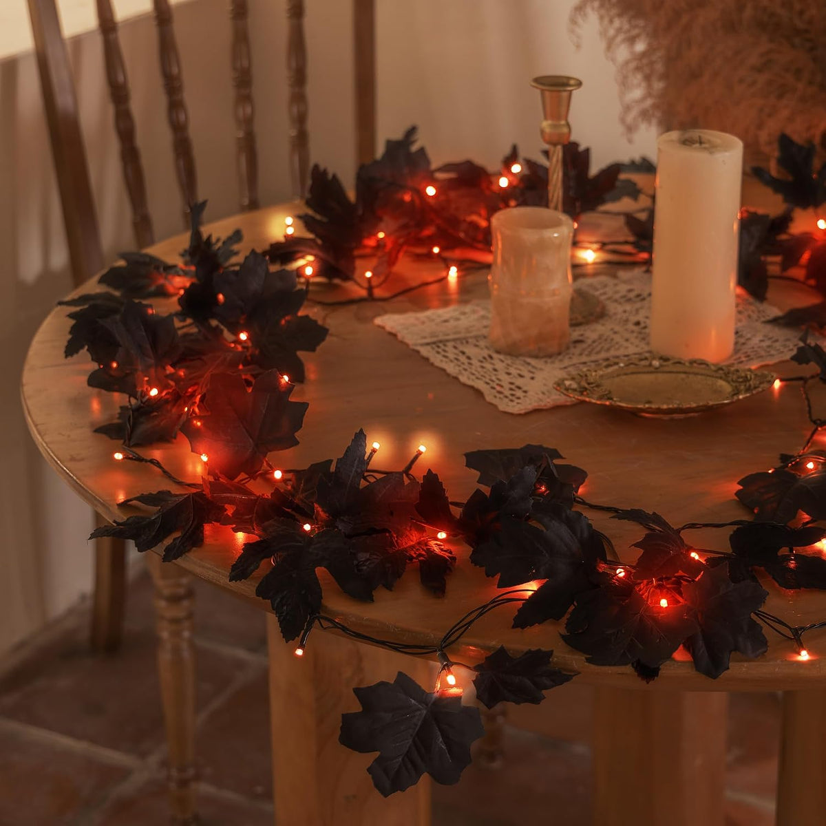 66ft Handmade 200 LED Halloween Garland,Artificial Maple Leaves String Lights...
