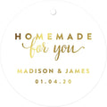 Andaz Press Personalized Round Circle Wedding Gift Tags, Metallic Gold Ink, Homemade for You, 24-Pack, Custom Made Any Name, Gold Party Supplies