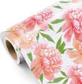 WRAPAHOLIC Floral Wrapping Paper Roll - Mini Roll - 17 Inch x 9.8 Feet - Peach Flower Wrapping Paper, Perfect for Girls Women Birthday, Wedding, Bridal Shower