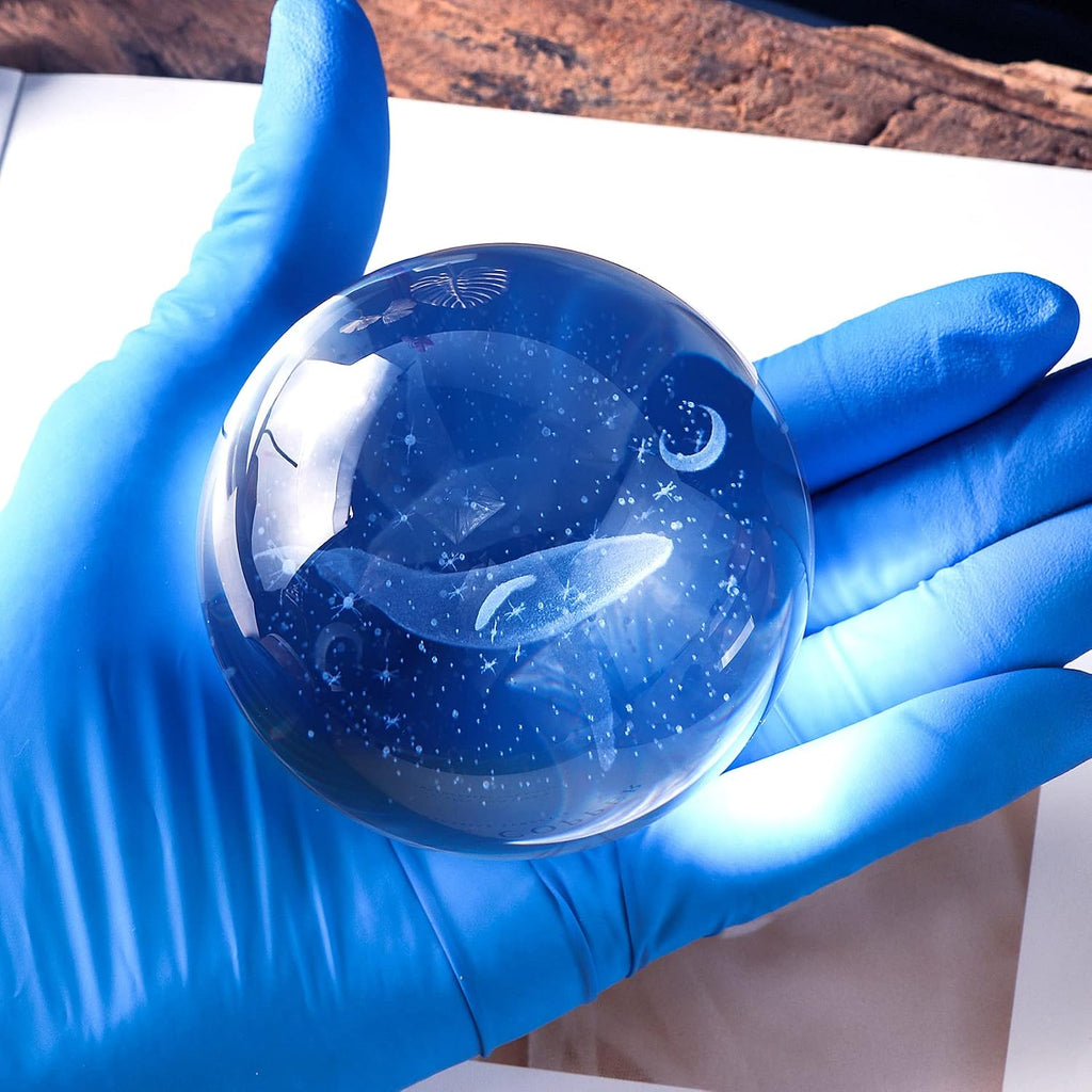 3D Engraved Whale K9 Crystal Ball with Silver LED Base 3.15in. Miniatured Whale Birthday Gifts for Girlfriend Glass Home Decoration (3.15 in.)